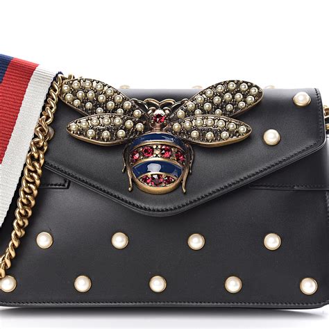 gucci bee purse black|gucci black bag with pearls.